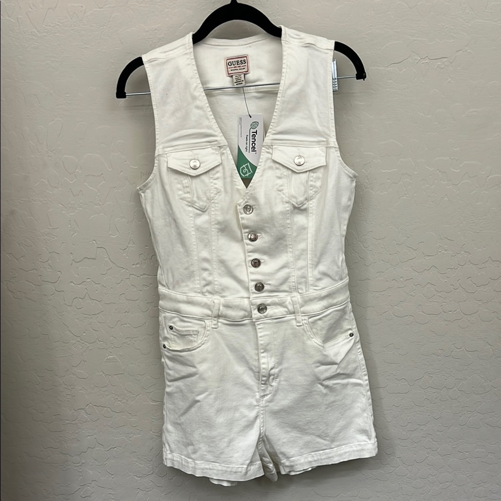 Guess White Denim Romper